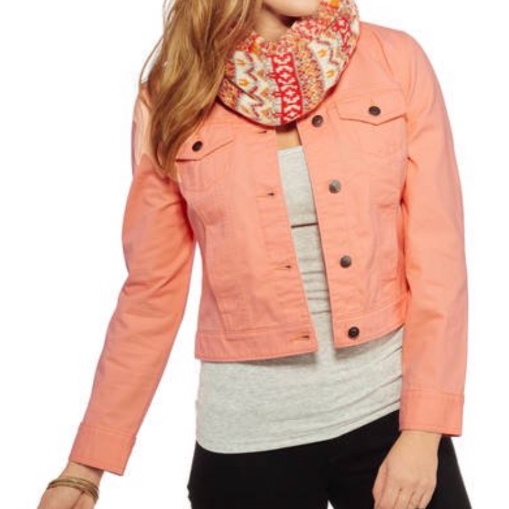 New without tag Peach color Denim Jacket - Picture 1 of 10